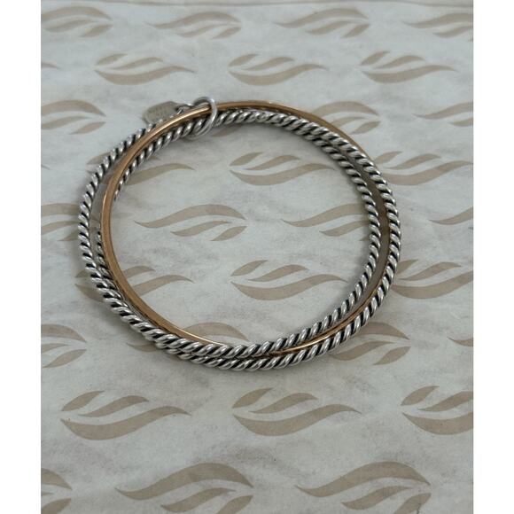 James Avery Retired Bronze & Sterling Silver Twist Bangle Bracelets - Picture 2 of 4